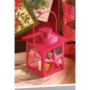 Red Star Candle Lantern Iron, Glass Holder